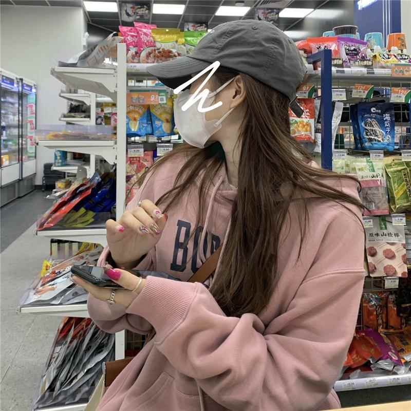 简遇luck品质女装加绒连帽卫衣女秋冬宽松韩版新款女士学生上衣女