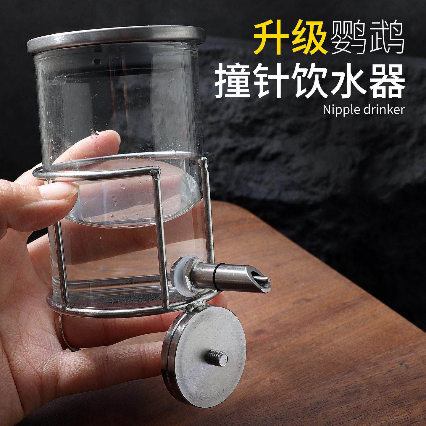 鹦鹉撞针饮水器玻璃鸟用自动喂水器八哥龙猫水壶新款鸟笼配件