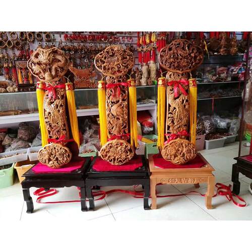 桃木 桃木80cm  手工雕刻 如意 摆件如意纯