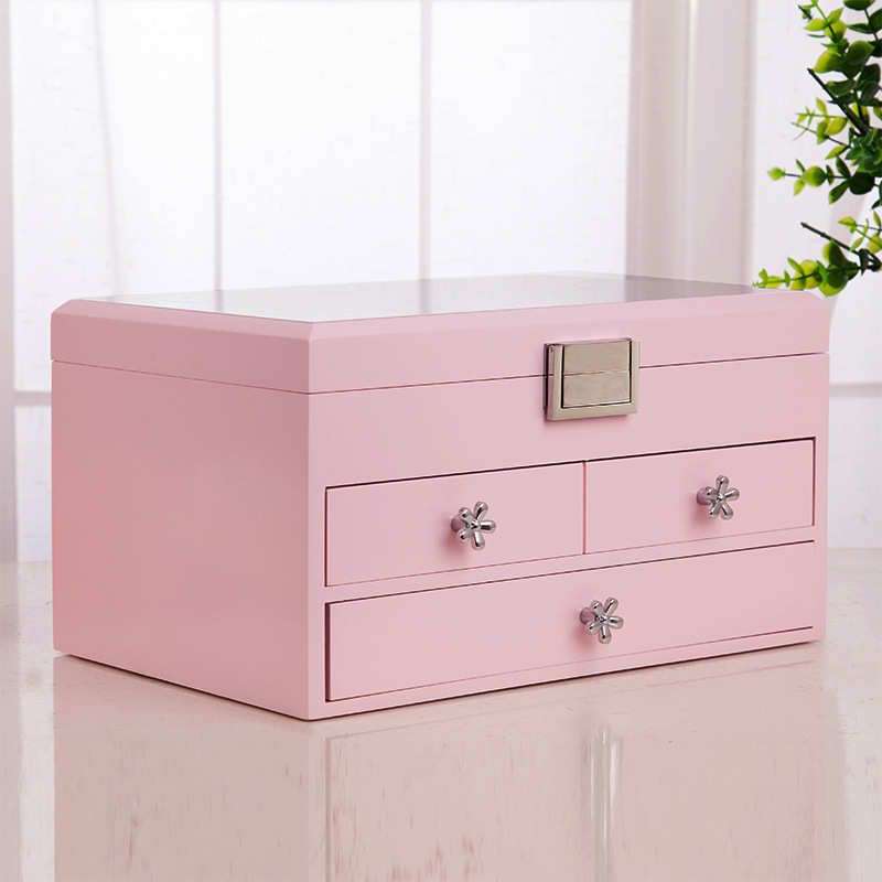 加工桌面抽屉式收纳盒首饰盒木质饰品 mizhi带锁扣收纳盒漆器定制