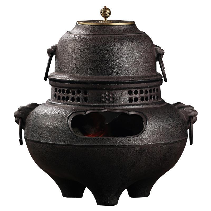 壶古法煮茶器铸铁煮茶碗纯手工用碳炉家泡烧水壶茶鬼面风炉炉铁套