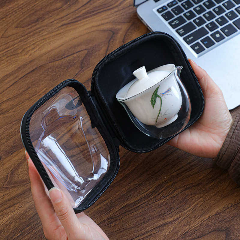 陶瓷快客杯一壶三杯便携包玻璃旅行功夫茶具套装网红礼品加印LOGO,餐饮具,旅行茶具,淘宝优惠券,粉丝福利购,淘宝优惠卷