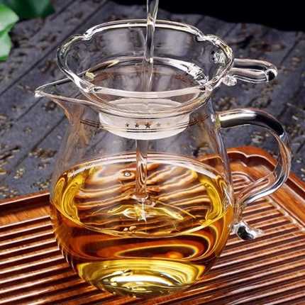 台湾76茶漏全玻璃茶滤茶叶过滤器茶漏一体公道杯茶托茶具配件高端