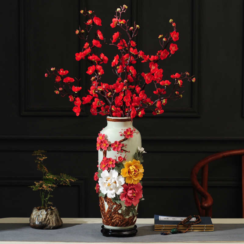 景德镇新中式陶瓷插花花瓶手工瓷器客厅电视柜玄关家居装饰品摆件