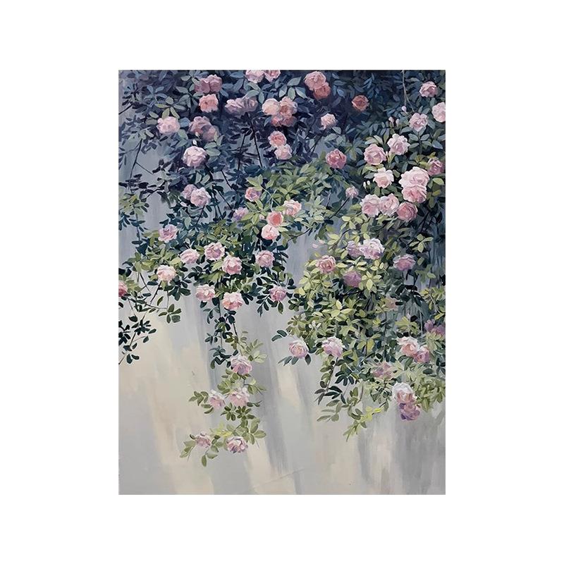 一件蔷薇花纯手绘画绿植花卉客厅装饰画玄关肌理画北欧风简约挂画