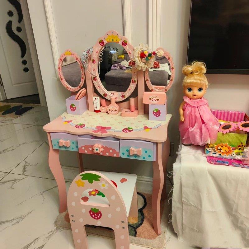 大3-6岁儿童梳妆台公主梳妆台盒子玩具人造吹风机小女孩生日礼物