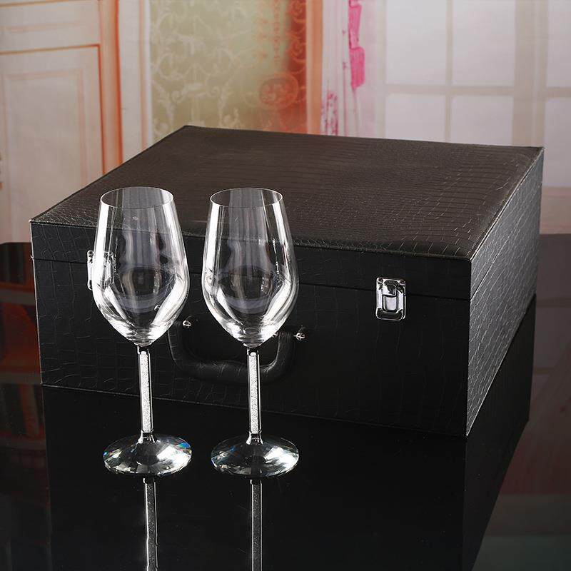 水晶红酒杯豪华皮箱五件套醒酒器酒塞葡萄酒杯高脚杯礼品刻字套装