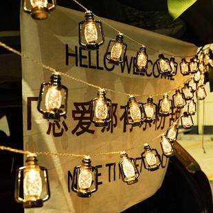 太阳能灯串复古风 LED户外露营煤油灯灯串照明帐篷天幕营地挂式
