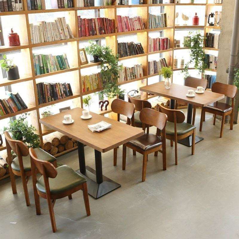 咖啡西餐厅奶茶店简约实木椅子日料螺蛳粉店餐饮快餐面馆桌椅组合