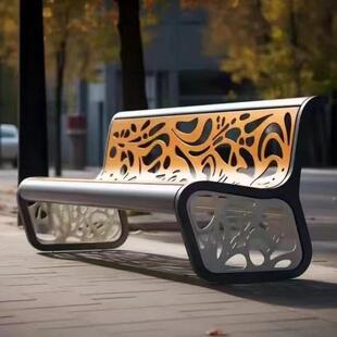 户外公园椅家用网红景观铁艺休闲座椅商场度假村庭院镂空长椅