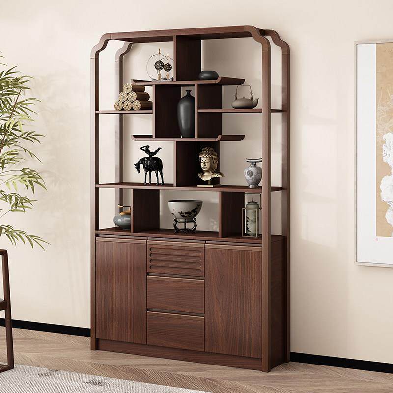 博古架实木新中式摆件现代简约置物架多宝阁收纳古董茶室茶柜展柜