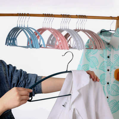 强龙防滑浸塑衣架干湿两用多功能衣架衣撑无痕防滑晾衣架挂衣架