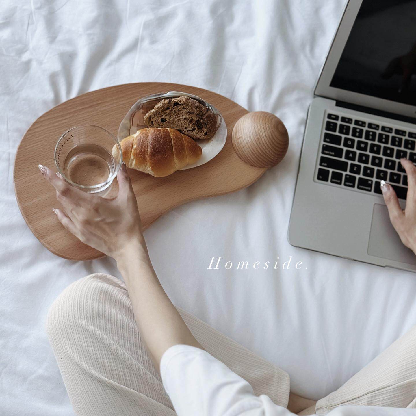 Homeside榉木托 托盘北欧风香薰实木桌面收纳下午茶点心餐盘装饰