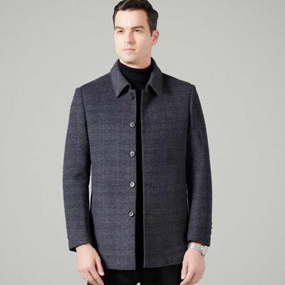 秋冬款男装面呢大衣中长衣款款翻领羊双绒毛呢8312-C风外套爸爸装