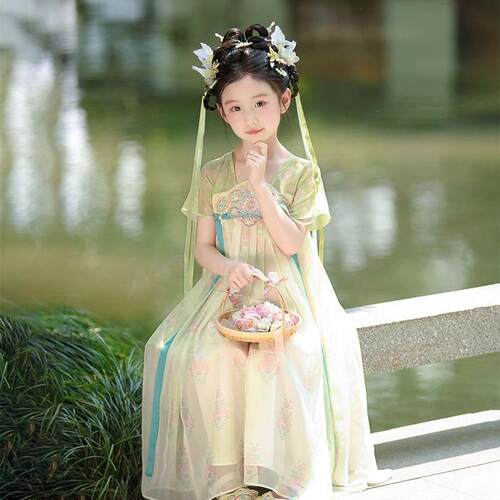 汉服女童2026夏季新款儿童高端超仙国风公主连身裙小女孩薄款襦裙