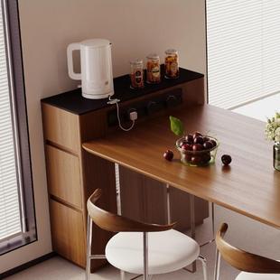 胡桃色岛台餐边柜小户型单独可移动窄岛台多功能厨房一体中导台柜