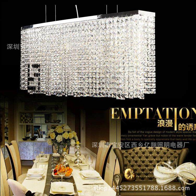 北欧长方形水晶艺术创意吊灯 客厅餐厅吧台灯饰楼梯灯具led长吊灯