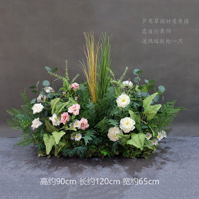 森系婚庆婚礼装饰大款地排花艺角花挂花盆花绢花路引花球美陈批发