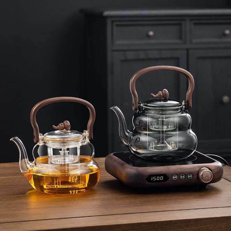 胡桃木煮茶炉煮茶器新款玻璃耐高温烧水壶电陶炉专用煮茶壶泡茶壶