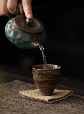 新款直销古风静初杯 日式手工复古粗陶茶杯陶瓷功夫品茗杯闻香杯