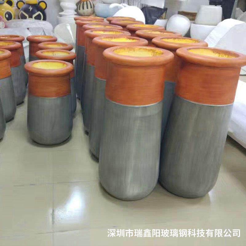 厂家销黑色合玻璃钢钵花做旧玻售璃cy4659钢花钵玻璃钢组花盆