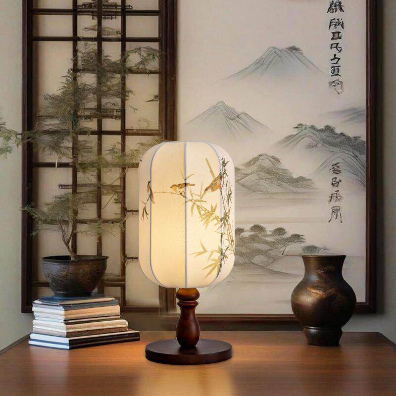 楼新中式古典台灯床卧室头灯8311木艺绘画中国风风茶室禅意古摄影