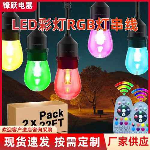 LED灯串线彩灯RGB户外庭院花园遥控灯节日装饰氛围灯灯串电源线