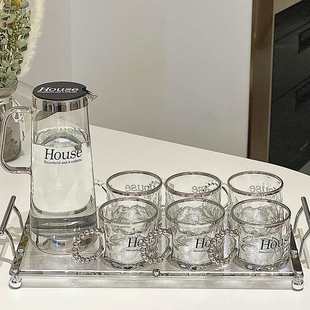ins风高级感玻璃水杯家用客厅待客用喝水杯茶杯耐热杯具水具套装
