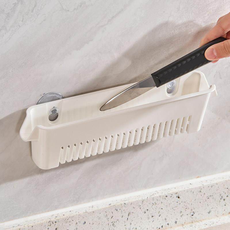 挂壁筷子沥水架置物架吸盘式洗碗棉多用置物架加长款厨房水槽挂篮