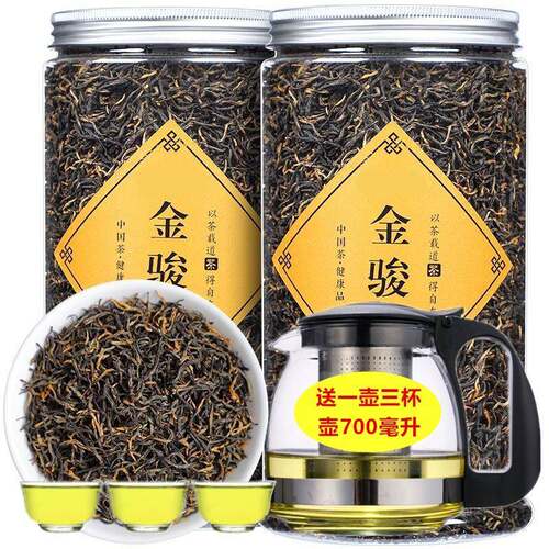 众秋送茶具茶水玻璃杯新茶叶红茶金骏眉浓香型红茶桂圆香罐装500g