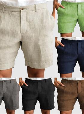 Men's linen breathable outdoor zipper shorts