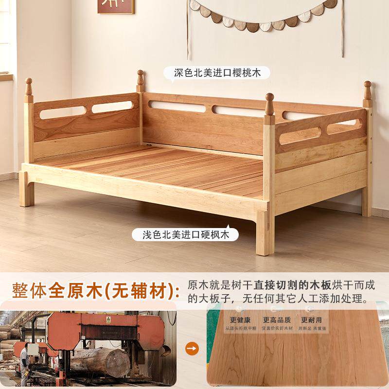 男孩女孩拼接床护栏床原木无辅材小户型抽拉床伸缩床纯实木儿童床