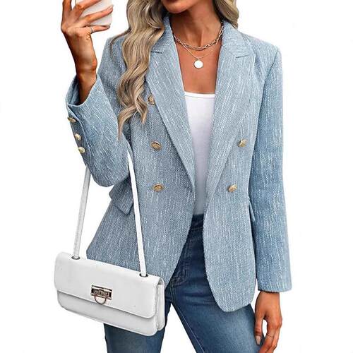 Women's Plaid Knit Blazer Jacket