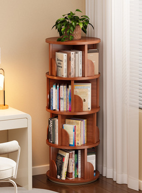 60度旋转书架立式书柜储物架客厅家用置物架可移动收纳柜网红柜