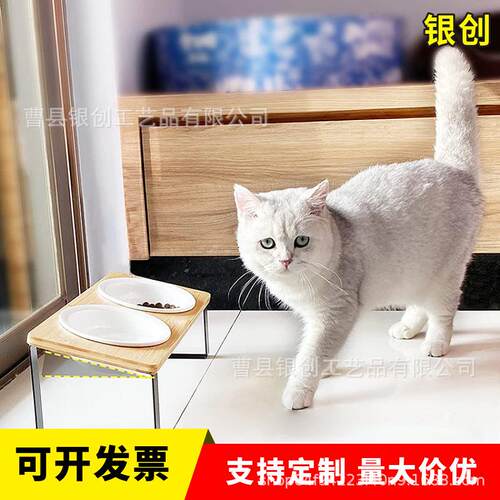 木质猫碗架木质猫狗碗架双碗食盆架木质宠物餐具宠物餐桌