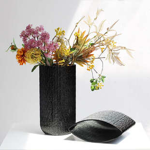 现代轻奢创意异形冰川水波纹玻璃花瓶家居设计样板间桌面装 饰摆件