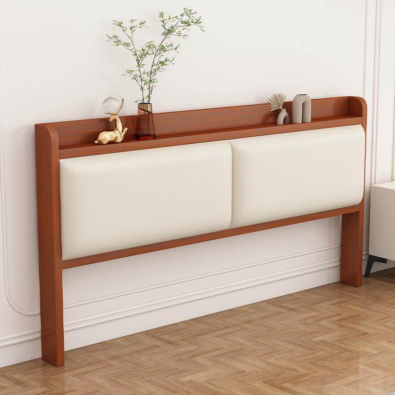 8胶V543实木床头简现代家用双约人床头单买落地软靠背板储板物橡