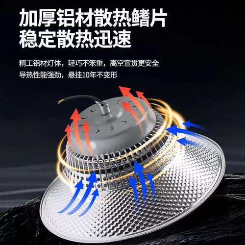 led工矿灯超亮鳍片厂房仓库车间照明100W200w足瓦工业吊灯天棚灯