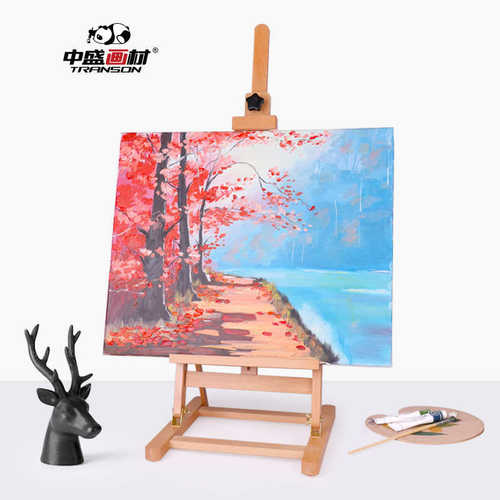 小油广告中盛画-hj10质素实木山毛榉画架 展示架材画架桌面描微型