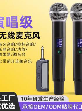 充电无线麦克风一拖二户外直播声卡家庭电视音响k歌舞台话筒
