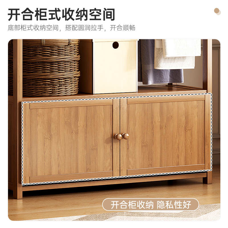 卧室衣帽架落地家用立式挂衣服架子带储物柜简易置衣架小型衣柜MC