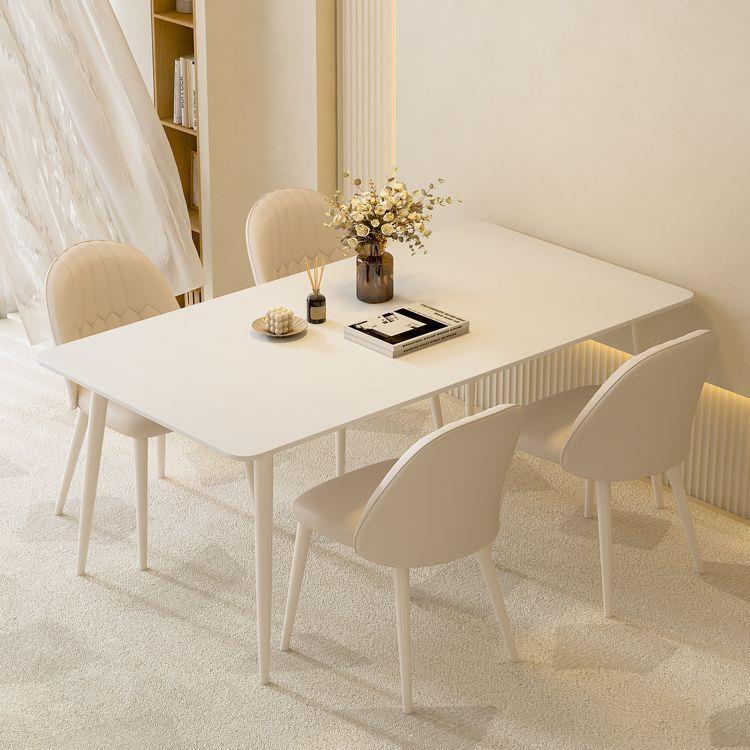 奶板油风岩现餐桌椅组GNN吃合代简约小户型家用纯白半岛长方形饭