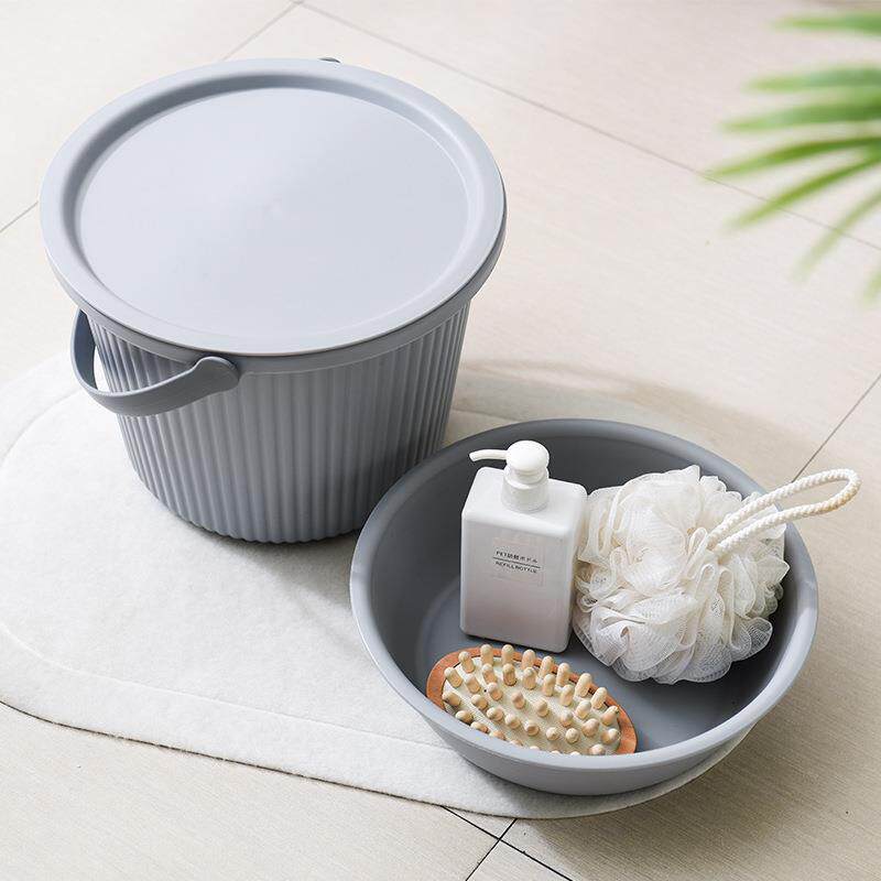 盆桶套装手提水桶脸盆加厚桶盆生活用品家用宿舍塑料学生可坐带盖