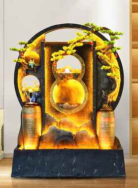 水幕摆墙假山喷泉水件流屏风居花园客厅家风水轮招财景观落AQK地