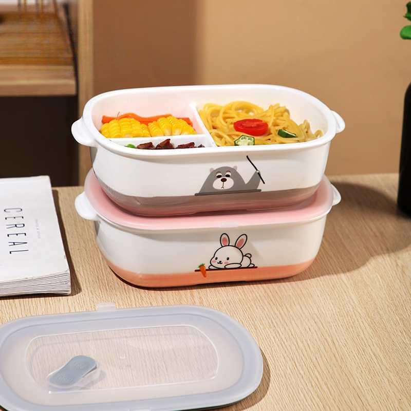 学生盒套装陶瓷分格PYP饭盒上族班便当盒女大量可微餐波容炉