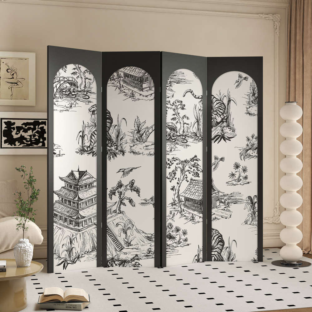 #法式花鸟欧式屏风美容院复古折叠隔断客厅入户背景装饰遮挡折屏