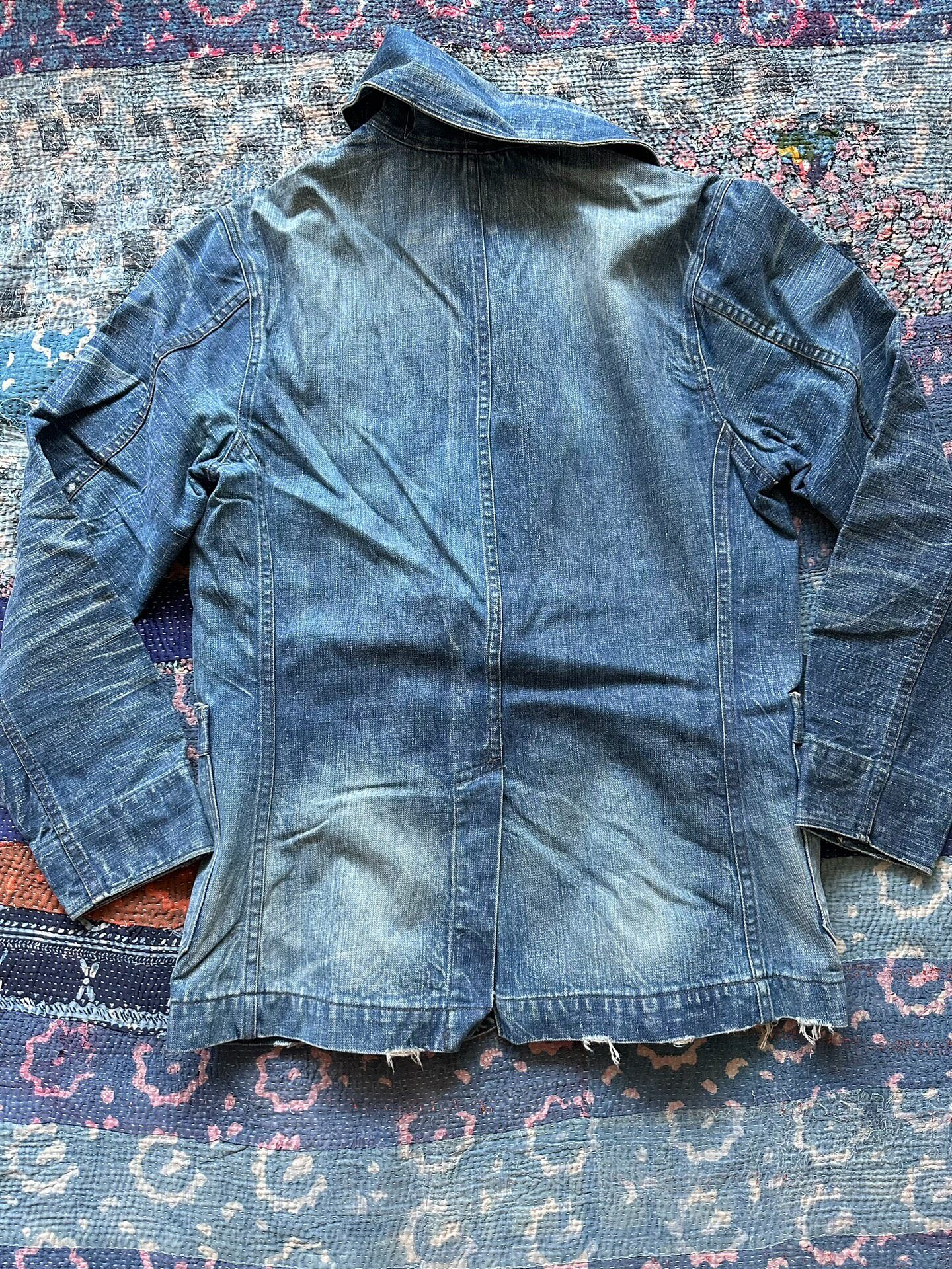 Berluti Distressed Denim Double-Breasted Coat — front