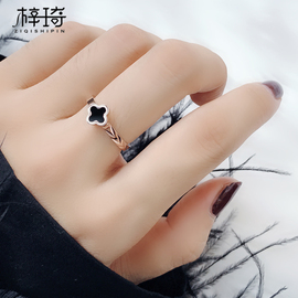 日韩潮人个性食指戒钛钢，镀18k玫瑰金戒指环，大气潮牌网红森系ins