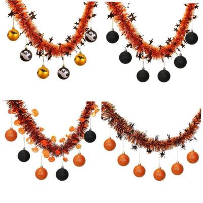 Halloween Tinsel Garlands Tinsel Twists, Metallic Black and