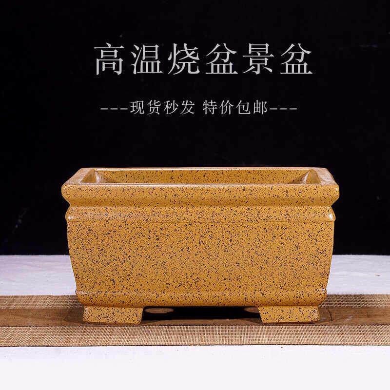 精品紫砂花盆长方形罗海松盆景盆梅花老桩丛林造景桌面陶瓷盆高档